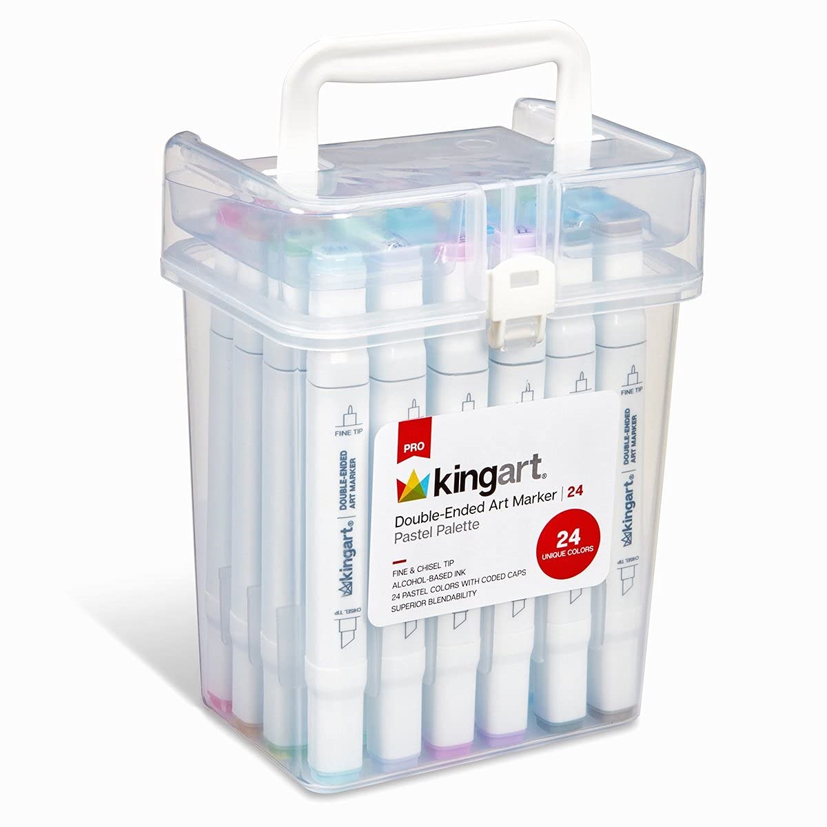 Kingart – Marqueurs d`art à deux extrémités – 24 couleurs Pastels