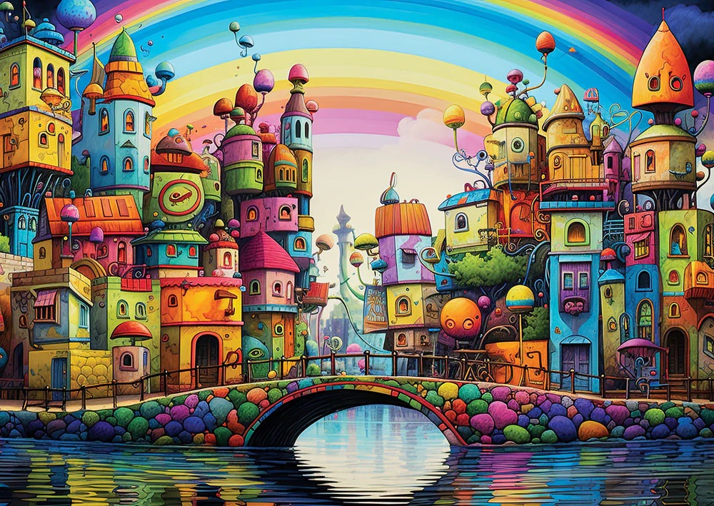 Boîte du casse-tête Rainbow City (1000 pièces) - Yazz