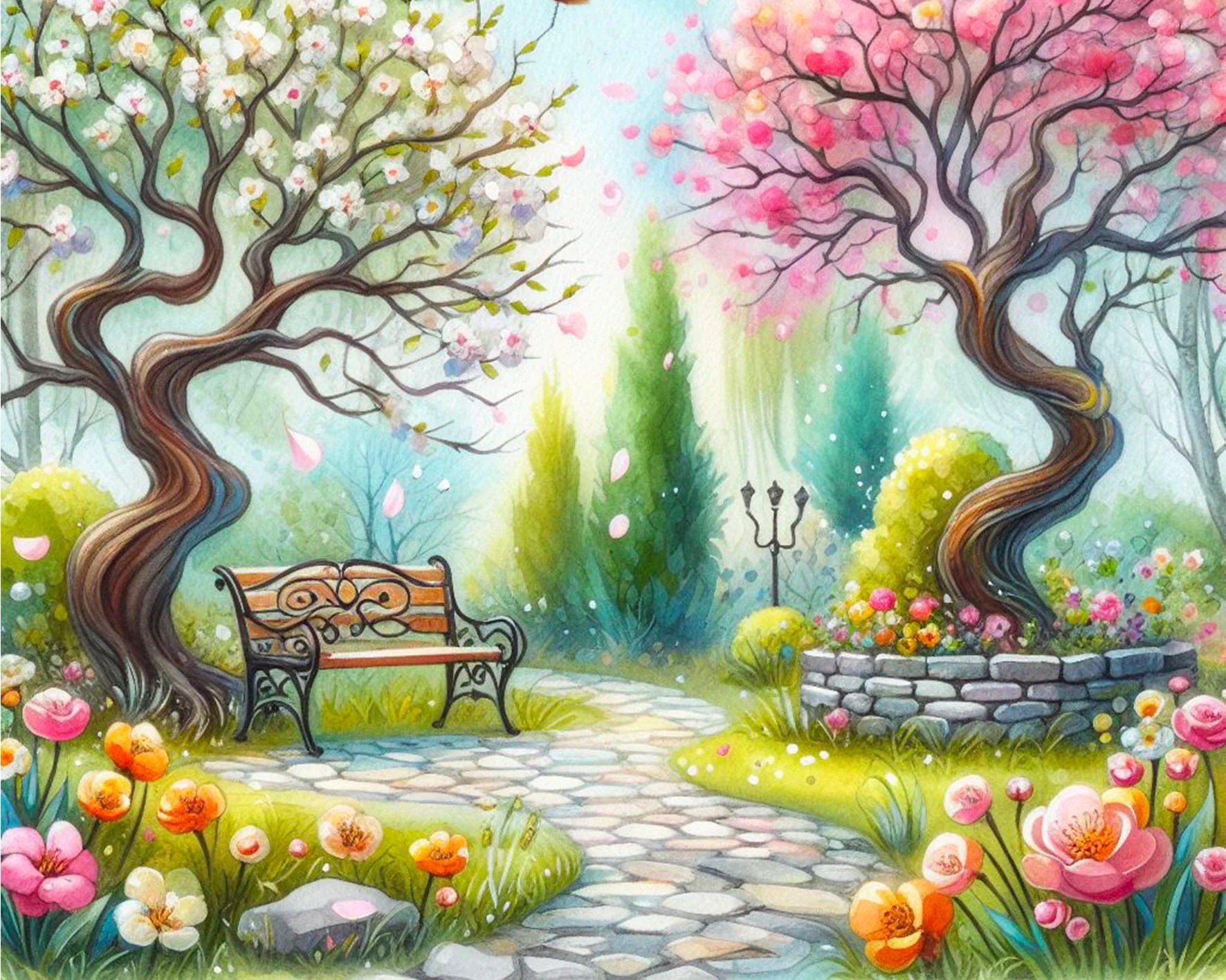 Broderie de Diamants – Blossoms in Park (50 x 40)