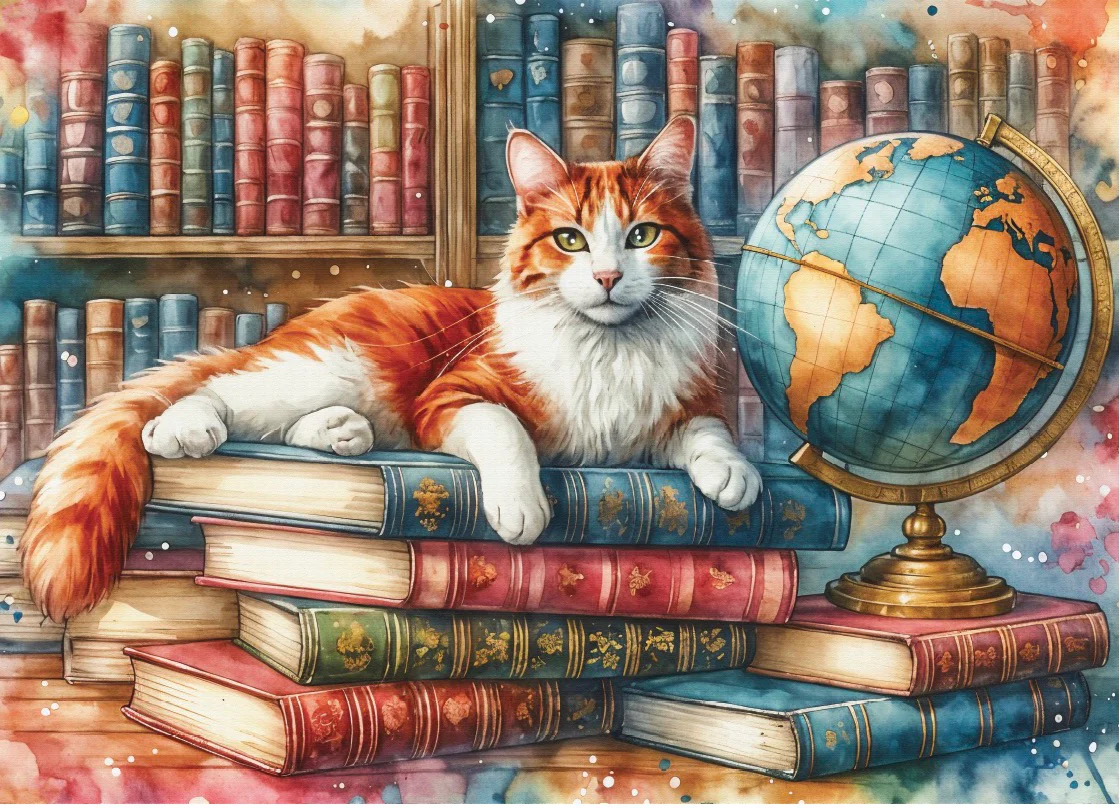 Books, Globe & Purrs (1000 pièces) – Delfy