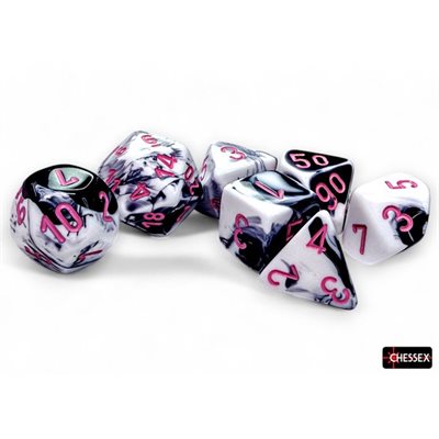 Chessex – Gemini 7 Pièces Polyhedral: Plasma Black-White/Pink