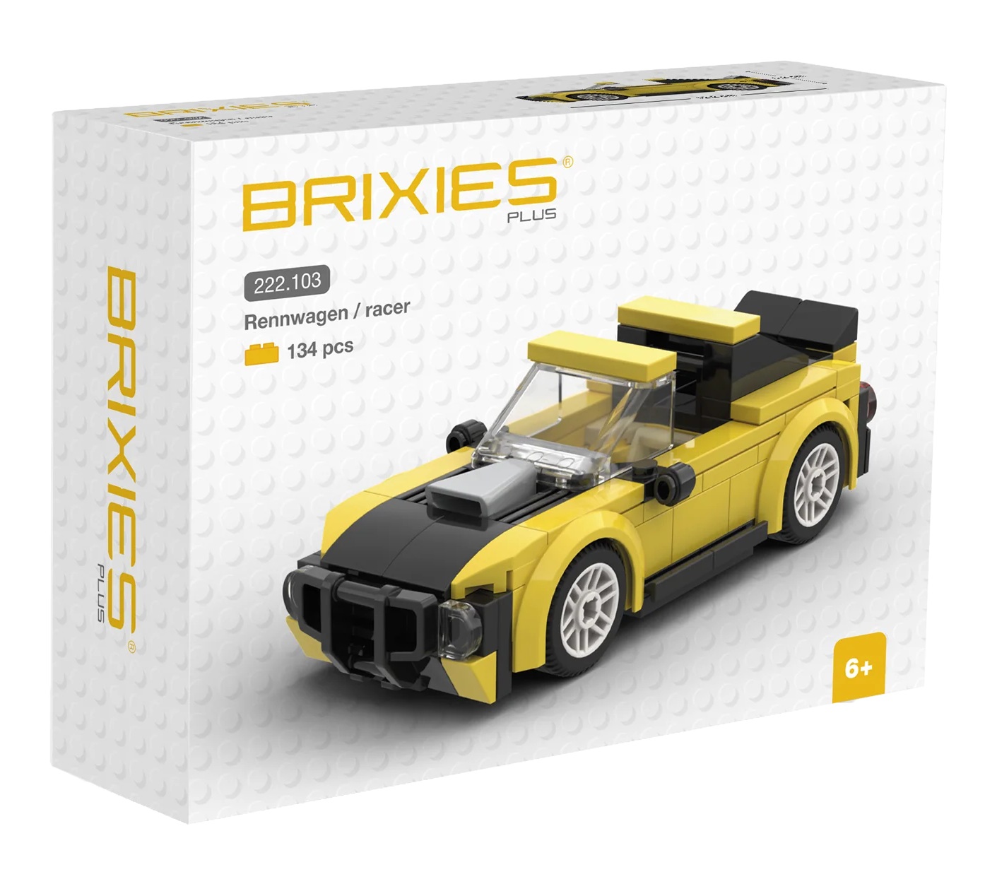 Brixies Plus – Mini Voiture de Course Jaune
