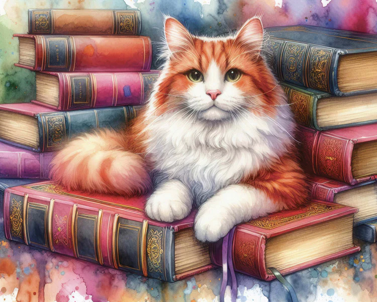 Broderie de Diamants – Cats & Books (40 x 50)