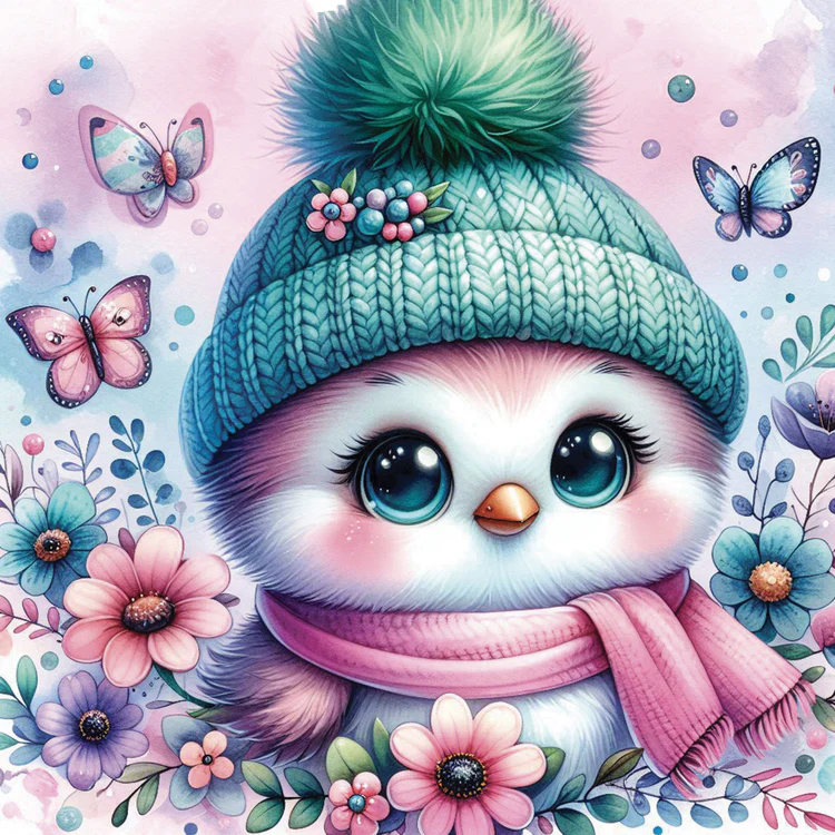 Broderie de Diamants – Feathers & Pom-pom (40 x 40)
