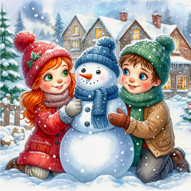 Broderie de Diamants – Kids in Winter (50 x 50)