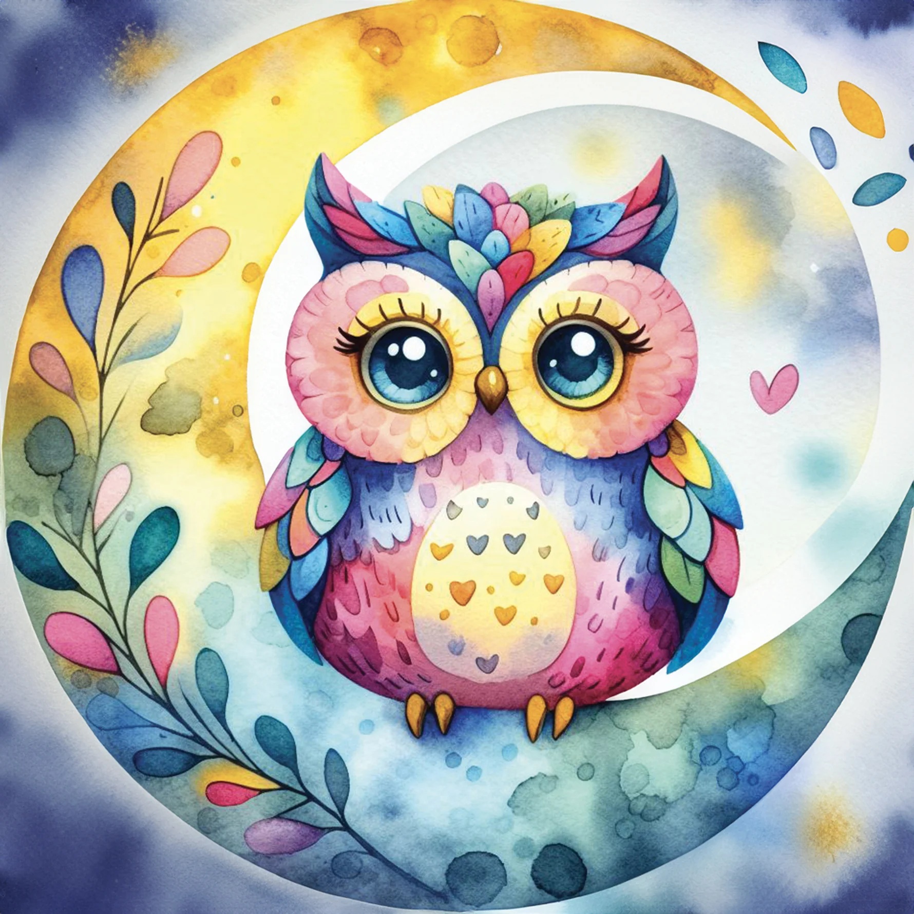 Broderie de Diamants – Owl on Moon (30 x 30)