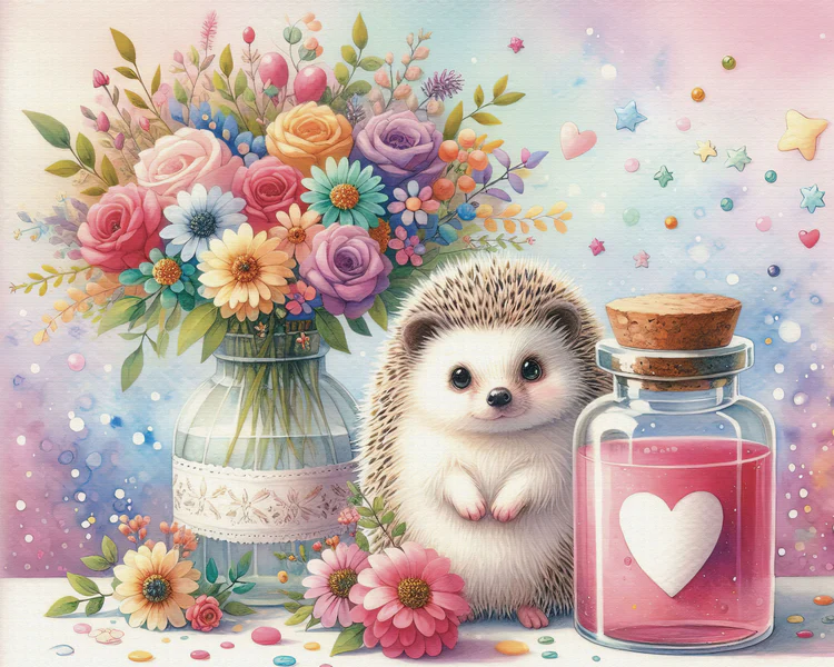 Broderie de Diamants – Sweet Hedgehog Love (40 x 50)