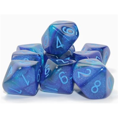Chessex – Brique de 10 d10: Gemini: Blue/ Light Blue Luminary