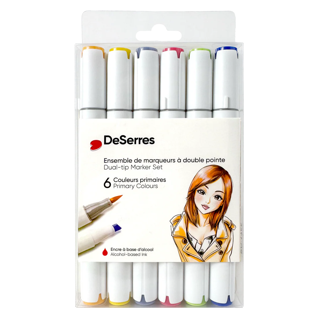 Ensemble Marqueurs Alcool double Pointe (Primaires – 6 pièces)