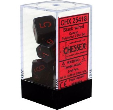 Chessex – 7 Pièces: Black/Red