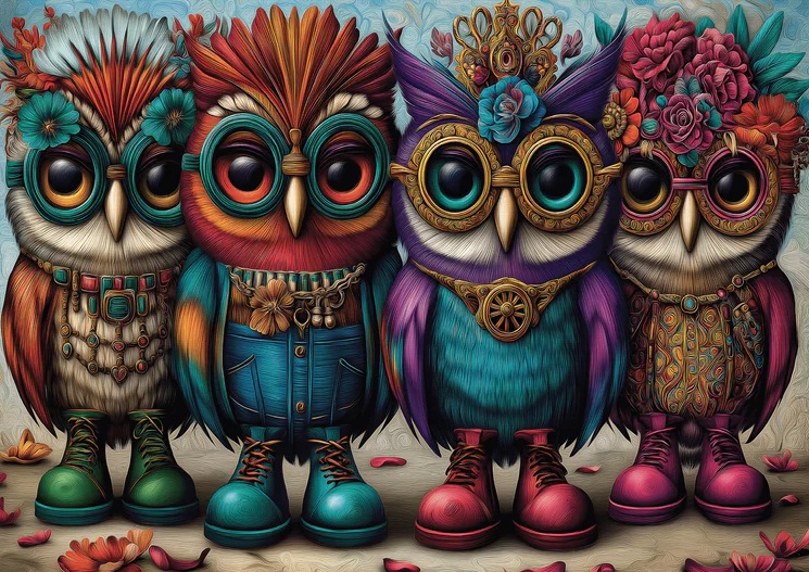 Booted Owl Quartet (1000 pièces) – Delfy