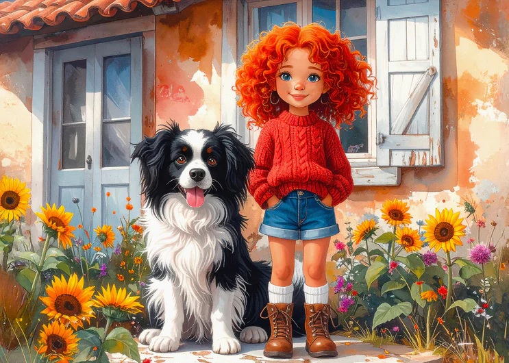 Red Curls and Paws (1000 pièces) – Delfy