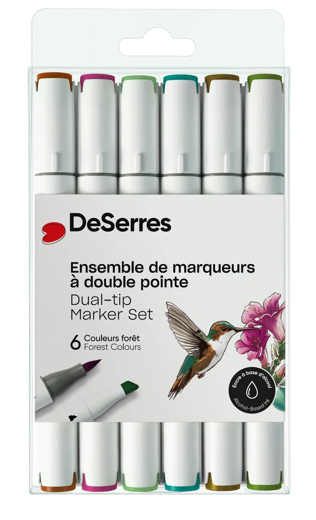 Ensemble Marqueurs Alcool double Pointe (Forêt – 6 pièces)