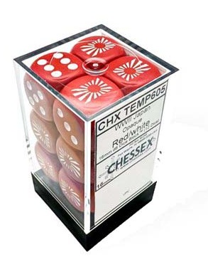 Chessex – Brique de 12x d6: 16 mm: Opaque WW2 Japan War Dice: Red/White