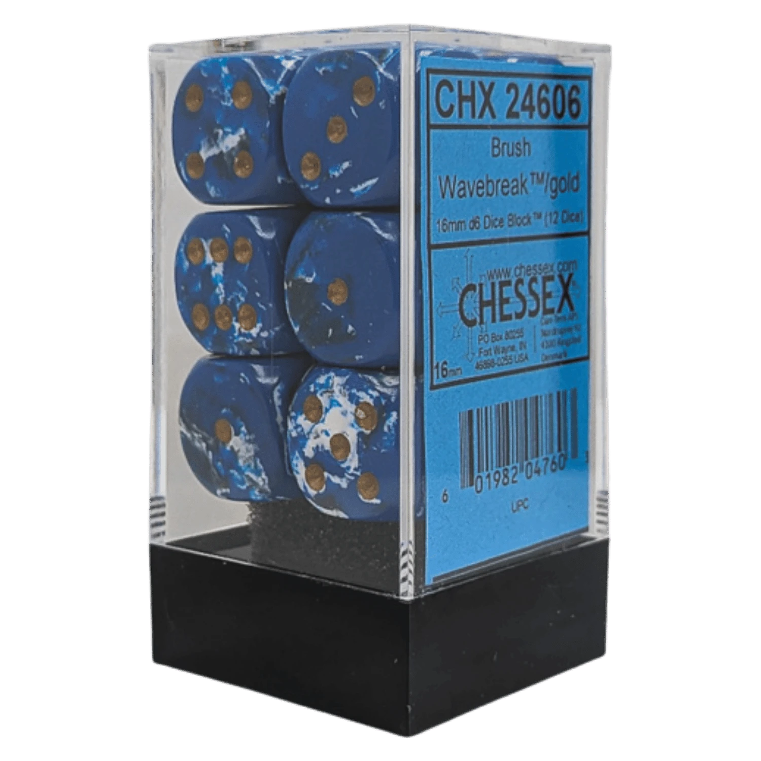 Chessex – Brique de 12 d6 16mm: Brush Dice Wavebreak