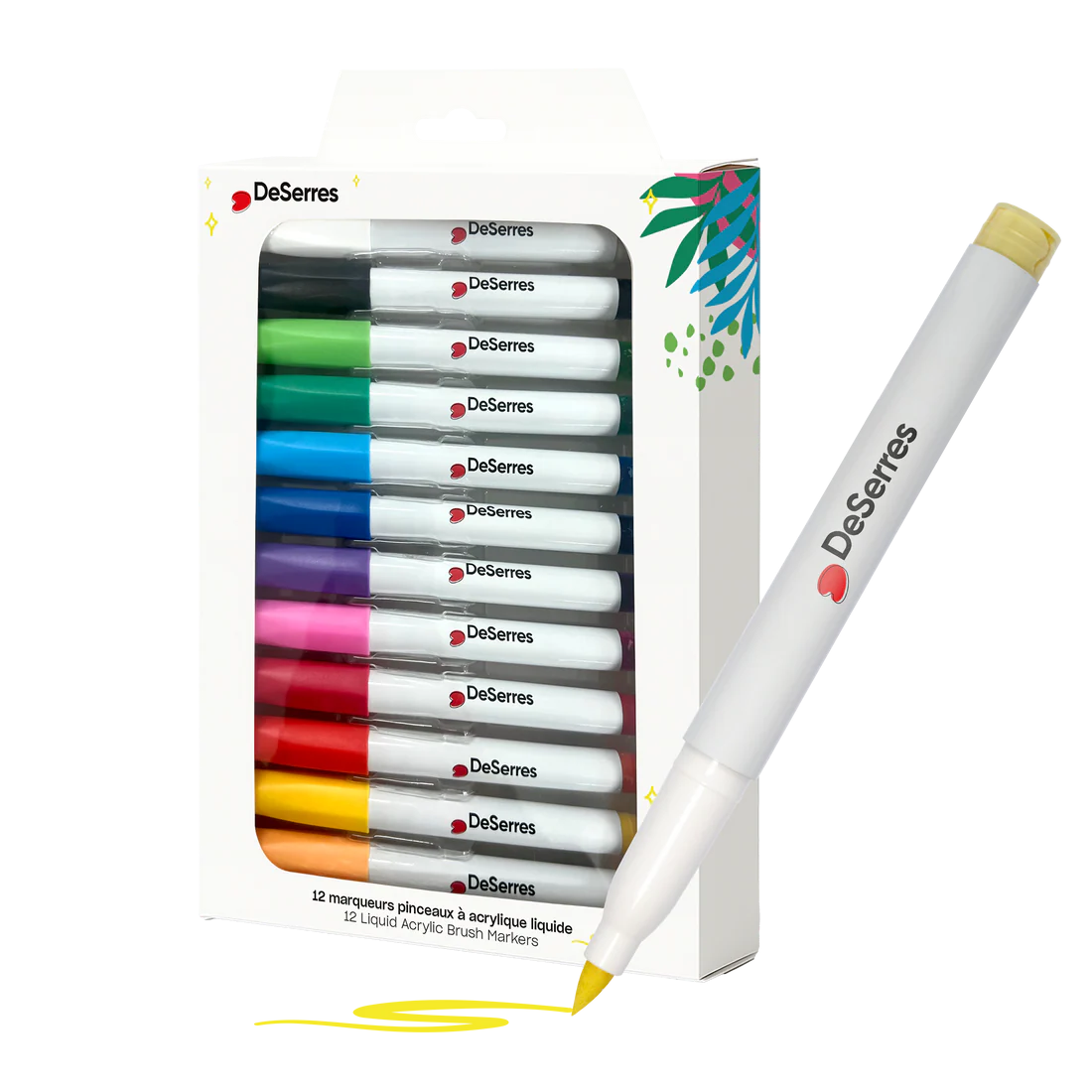 Ensemble Marqueurs Acryliques Pinceaux (12 Marqueurs)